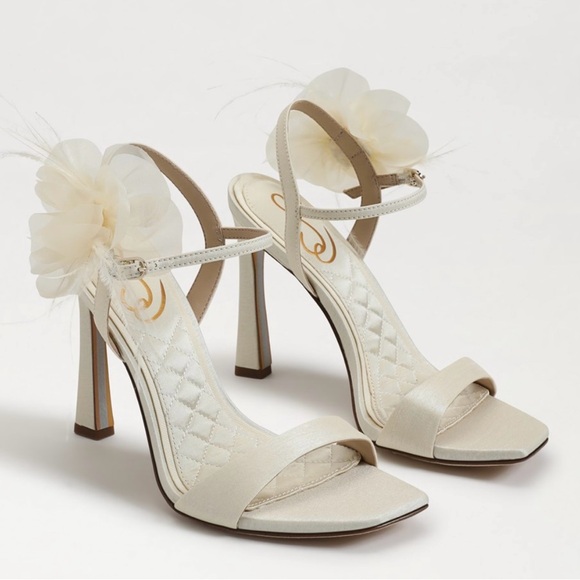Sam Edelman Leana Flower Strap Heel in Ivory Size 9.5 New - Picture 2 of 10